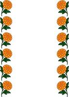 Elegant floral frame with detailed marigold flowers and green leaves, perfect for invitations, cards, or decorative borders. vector
