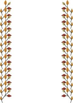 Elegant frame with stylized autumn leaves arranged in vertical borders, offering a clean, minimalist design perfect for invitations, cards, or website headers. vector