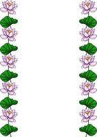 Elegant illustration of a vertical frame with delicate pink lotus flowers and green leaves, perfect for invitations or cards. vector