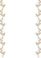 Elegant frame design featuring a vertical arrangement of stylized brown leaves, creating a minimalist and sophisticated border perfect for invitations, cards, or certificates. vector