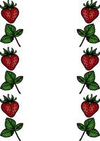 Elegant frame design featuring a repeating pattern of handdrawn strawberries and leaves, perfect for summerthemed projects or foodrelated designs. vector