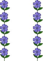 Elegant floral border design featuring a repeating pattern of periwinkle flowers and leaves, ideal for invitations, cards, or decorative elements. vector