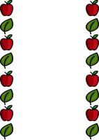 Elegant frame design featuring a repeating pattern of red apples and green leaves, perfect for invitations, cards, or banners. vector