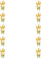 Elegant frame design featuring repeating golden wheat stalks tied with blue and yellow ribbons, perfect for invitations or announcements. vector