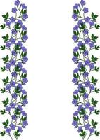 Elegant floral border design featuring delicate periwinkle flowers and leaves, perfect for invitations, cards, or other design projects. vector