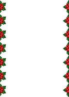 Elegant Christmas frame with repeating poinsettia flowers and leaves, perfect for festive designs and invitations. vector