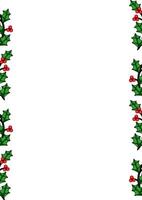 Festive Christmas border design featuring a repeating pattern of holly leaves and red berries, ideal for holiday cards, invitations, or festive backgrounds. vector