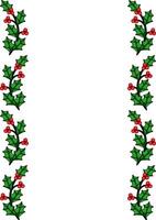 Festive Christmas border design featuring repeating holly branches with red berries, perfect for holiday cards or invitations. vector