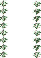 Festive Christmas border design featuring repeating mistletoe sprigs with red and white berries, perfect for holiday cards and invitations. vector