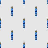 Seamless pattern featuring stylized blue Christmas ornaments with golden tops, arranged on a light gray background, ideal for festive designs and winterthemed projects. vector