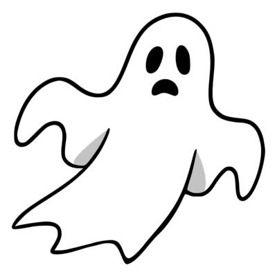 Adorable HandDrawn Illustration of a Quirky Halloween Ghost with a Playful Expression and Asymmetrical Shape.