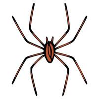 Stylized Illustration of a Brown Spider with Black Outlines, Ideal for Halloween Designs or NatureThemed Projects. vector