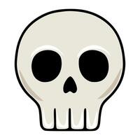 Cute cartoon skull illustration with simplified features, black eyes, and a minimalist design, perfect for Halloweenthemed projects or playful designs. vector