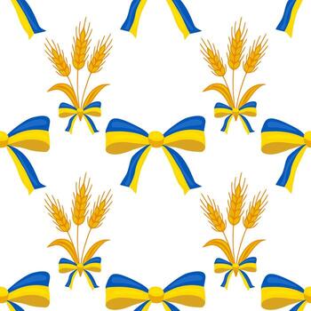 sin costura modelo presentando estilizado trigo tallos y ucranio bandera de color arcos, creando un festivo y patriótico diseño ideal para varios aplicaciones vector