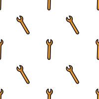 Seamless pattern of golden wrenches on white background, simple cartoon style illustration for repair service or DIY projects. vector