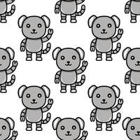 Seamless pattern of cute grey robotic dogs waving, featuring a playful and friendly design with black outlines, perfect for kids products or technology-themed projects. vector