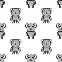 Seamless pattern featuring adorable robotic dog characters in grayscale, perfect for kids products or tech-themed designs. vector