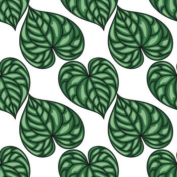 Seamless pattern of stylized heart-shaped leaves in dark green shades, creating a lush and textured botanical design perfect for various applications. vector