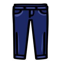 A pair of blue jeans illustrated in a cartoon style, featuring pockets and a simple design. vector