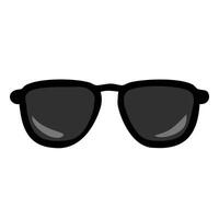 A simple illustration of black sunglasses with a sleek design, featuring dark lenses and a bold frame. vector