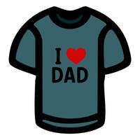 A cartoon-style t-shirt featuring the text I DAD in bold letters. The shirt is teal with black outlines, emphasizing a playful and loving message for Fathers Day or similar occasions. vector