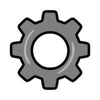 A illustration of a single, stylized gear with a bold black outline and grayscale color scheme, perfect for industrial design or mechanical concepts. vector