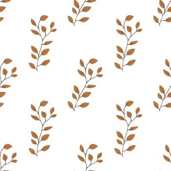 A seamless pattern featuring stylized brown leaves on a white background. The design is simple and elegant, suitable for various applications such as textiles, wallpapers, and home decor. vector