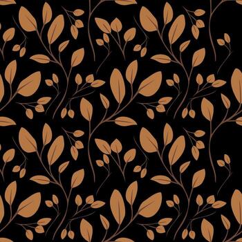 A seamless pattern featuring stylized brown leaves and branches on a white background. The design is elegant and minimalistic, suitable for various applications. vector