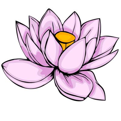 This illustration features a stylized pink lotus flower with a vibrant yellow center, showcasing a unique blend of hand-drawn and digital art techniques for a modern aesthetic.