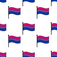 Seamless pattern of waving bisexual pride flags on white background, ideal for LGBTQ themed designs and textile prints. vector