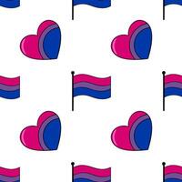 Seamless pattern featuring bisexual pride flags and hearts, a vibrant design for LGBTQ themed projects. vector