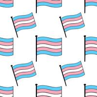 Seamless pattern of waving transgender flags on white background, designed for fabric prints or digital wallpaper. vector