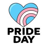 illustration of a heart with transgender pride flag colors and Pride Day text, symbolizing inclusivity and celebration. vector