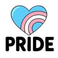 Transgender Pride Heart Illustration A vibrant graphic featuring a heart incorporating the transgender flag colors, accompanied by the bold word PRIDE. vector
