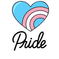 Transgender Pride illustration featuring a heart-shaped design with pastel colors and bold typography. vector