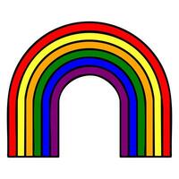 Vibrant rainbow illustration featuring a bold, graphic style with thick black outlines and a unique arch shape, perfect for creating eye-catching designs. vector