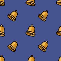 A seamless pattern featuring a repeating motif of golden bells on a deep blue background, creating a vibrant and playful design ideal for various applications. vector