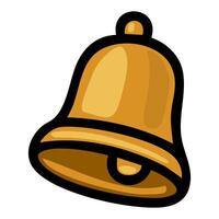 A illustration of a golden bell, characterized by its bold black outline, smooth curves, and a distinct three-dimensional effect achieved through subtle shading variations in shades of gold... vector