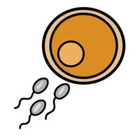 A stylized illustration depicting a single ovum with three sperm cells approaching, showcasing a simplified yet informative representation of fertilization. vector