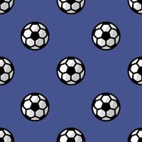 A seamless pattern featuring stylized soccer balls with subtle shading on a deep blue background, ideal for sports-themed designs and textile prints. vector