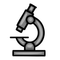 Stylish grayscale illustration of a microscope, perfect for educational materials or science-related designs, featuring a bold outline and subtly shaded details. vector