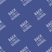 Seamless pattern featuring a repeating Back to School design in a stylish, slightly slanted, light-grey typography on a deep blue background, ideal for educational projects. vector