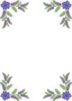 Elegant frame design featuring a delicate arrangement of purple tufted vetch flowers and green foliage, creating a sophisticated and nature inspired border. vector