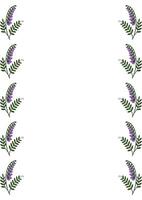 Elegant frame design featuring a repeating pattern of stylized purple tufted vetch flowers and green leaves, perfect for invitations or cards. vector