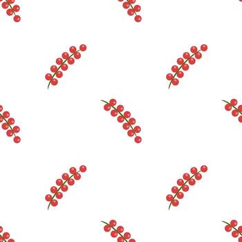A seamless folk art pattern featuring clusters of red berries on a white background. The design is simple and modern, suitable for various applications like textiles or wallpapers. vector