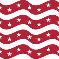 A repeating pattern of wavy red stripes with white stars, creating a patriotic and festive design. Suitable for various decorative uses. vector
