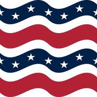 A stylized pattern featuring wavy red and white stripes with blue sections containing white stars, reminiscent of the American flag. vector