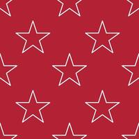 A repeating pattern of white outlined stars on a red background, creating a bold and festive design. vector