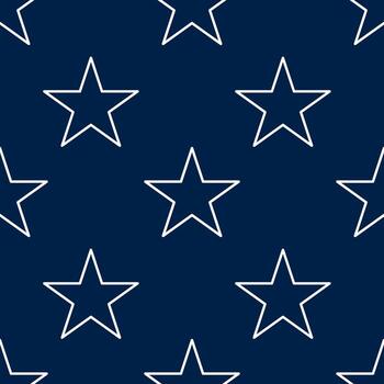 A seamless pattern featuring white outlined stars on a dark blue background, creating a modern and stylish design suitable for various applications. vector