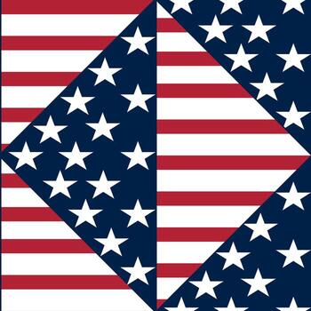 A geometric pattern featuring the American flag, with red and white stripes and white stars on a blue background, arranged in a diamond shape. vector
